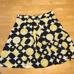 Large Black, Yellow, White A-line Skirt